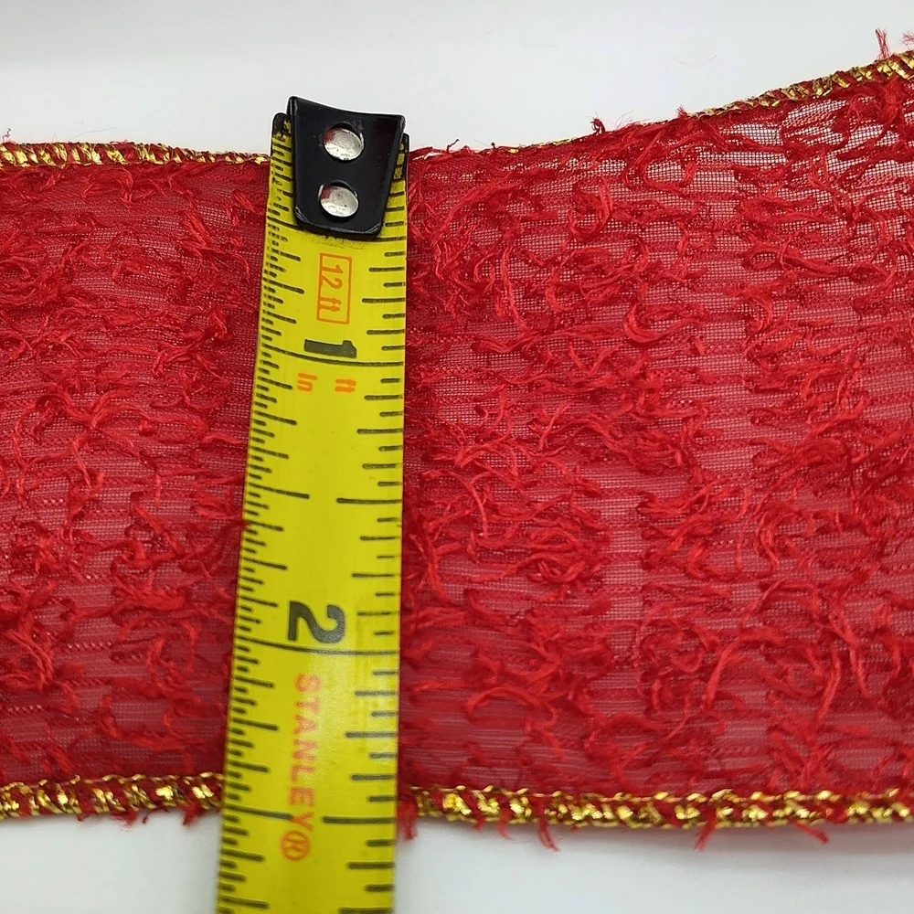 RENAISSANCE 2000 Red Textured Ribbon Gold Edge 2.5” Two (2) Yards